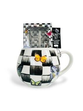 Hi Peach Layne Butterfly Mug Coffee Cup & Beauty Gift Set NWT